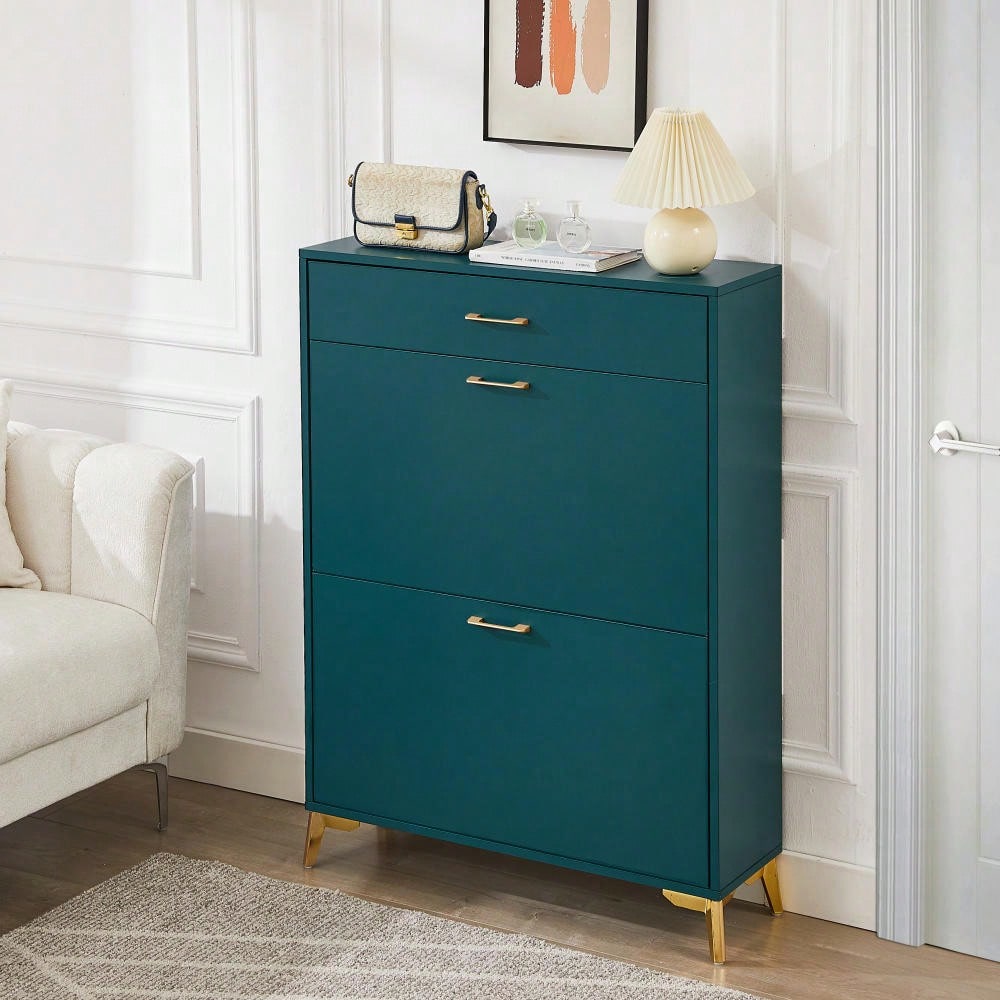 Ample Storage Space Shoe Cabinet with Flip-Top Drawers for Entryway Living Room and Bedroom