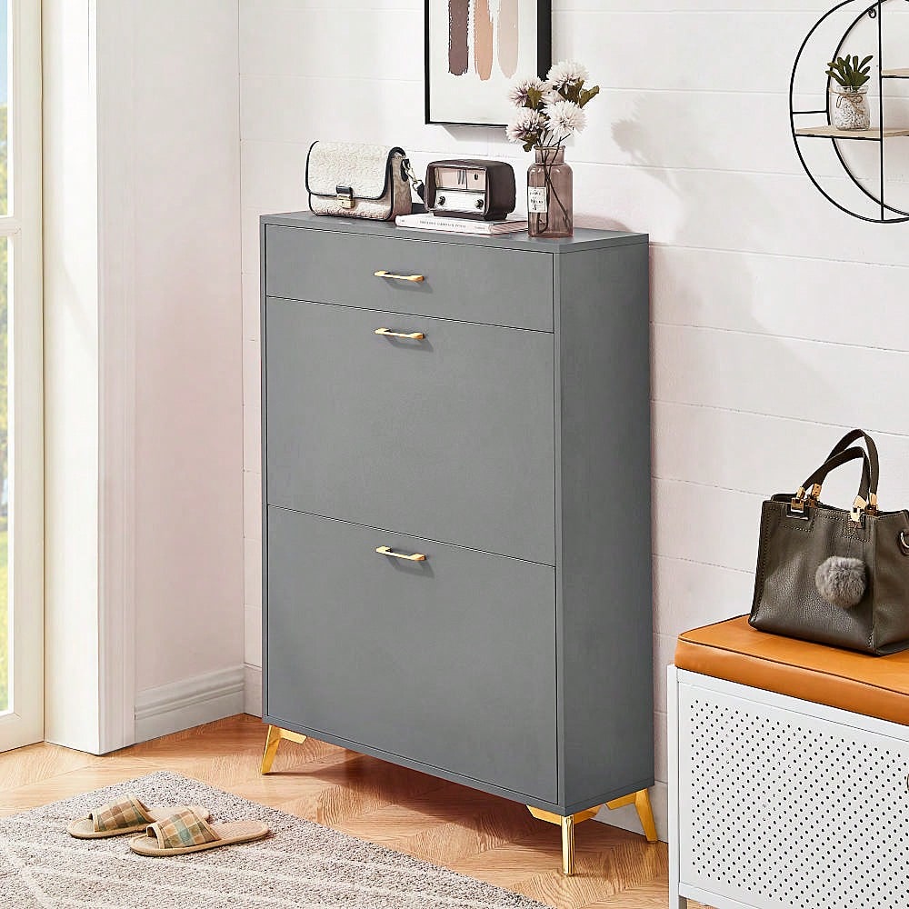 Ample Storage Space Shoe Cabinet with Flip-Top Drawers for Entryway Living Room and Bedroom