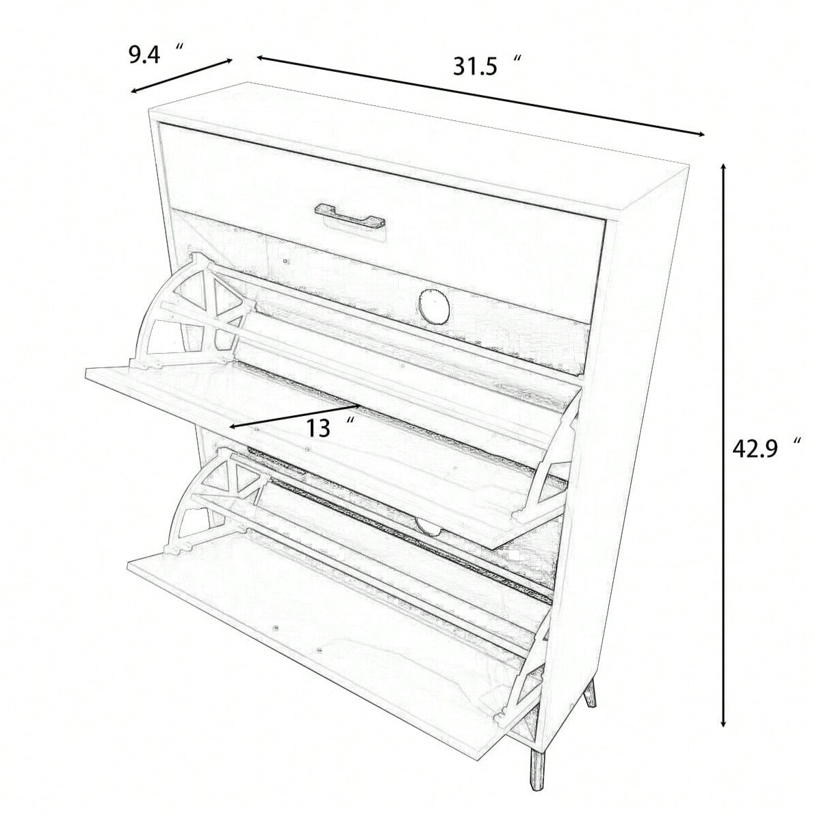Ample Storage Space Shoe Cabinet with Flip-Top Drawers for Entryway Living Room and Bedroom