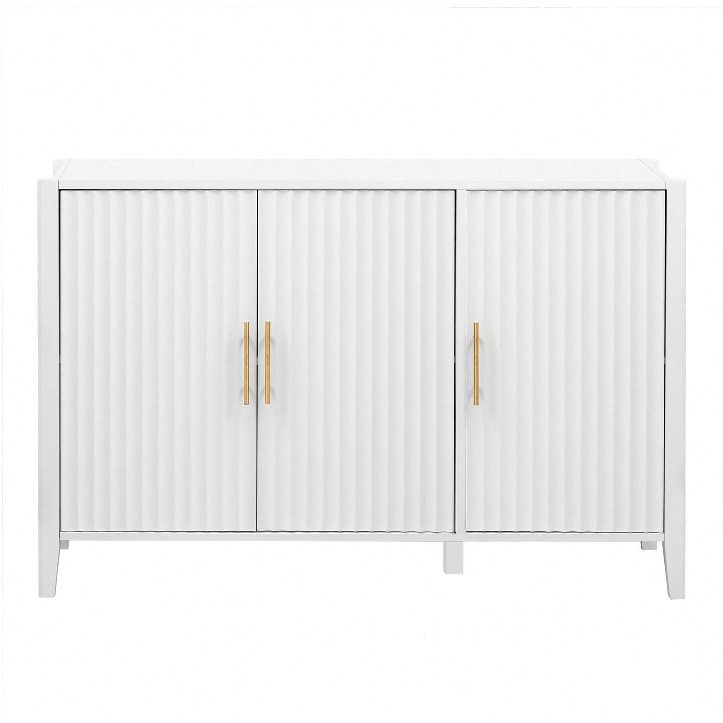 Three-Door Storage Cabinet With Metal Handles, Suitable For Corridors, Entrances, Living Rooms, And Bedrooms