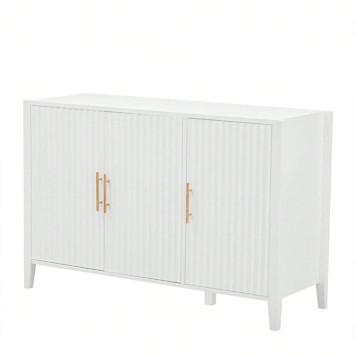 Three-Door Storage Cabinet With Metal Handles, Suitable For Corridors, Entrances, Living Rooms, And Bedrooms