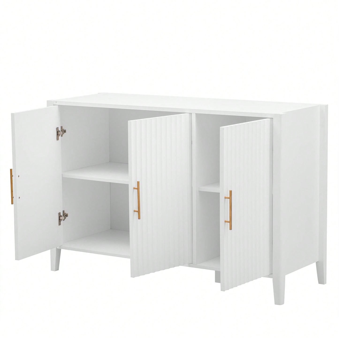 Three-Door Storage Cabinet With Metal Handles, Suitable For Corridors, Entrances, Living Rooms, And Bedrooms