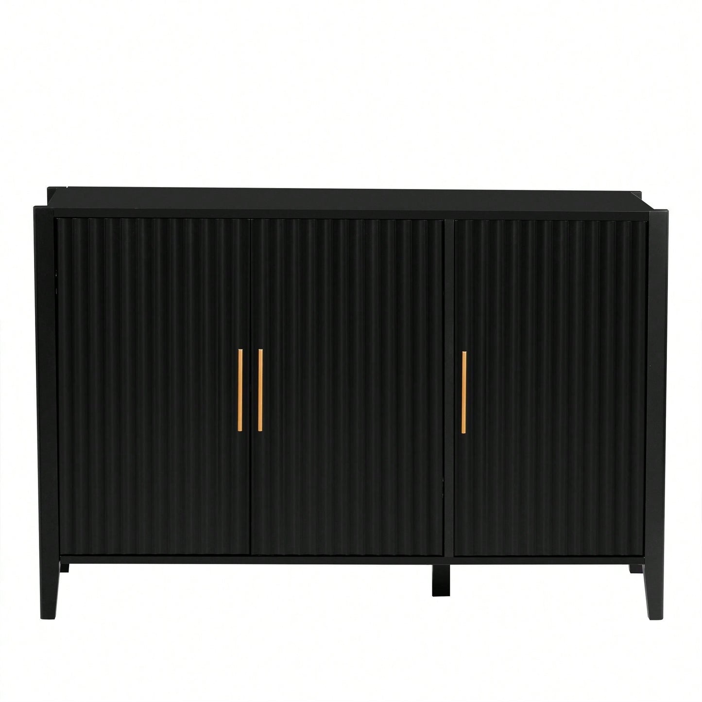 Three-Door Storage Cabinet With Metal Handles, Suitable For Corridors, Entrances, Living Rooms, And Bedrooms