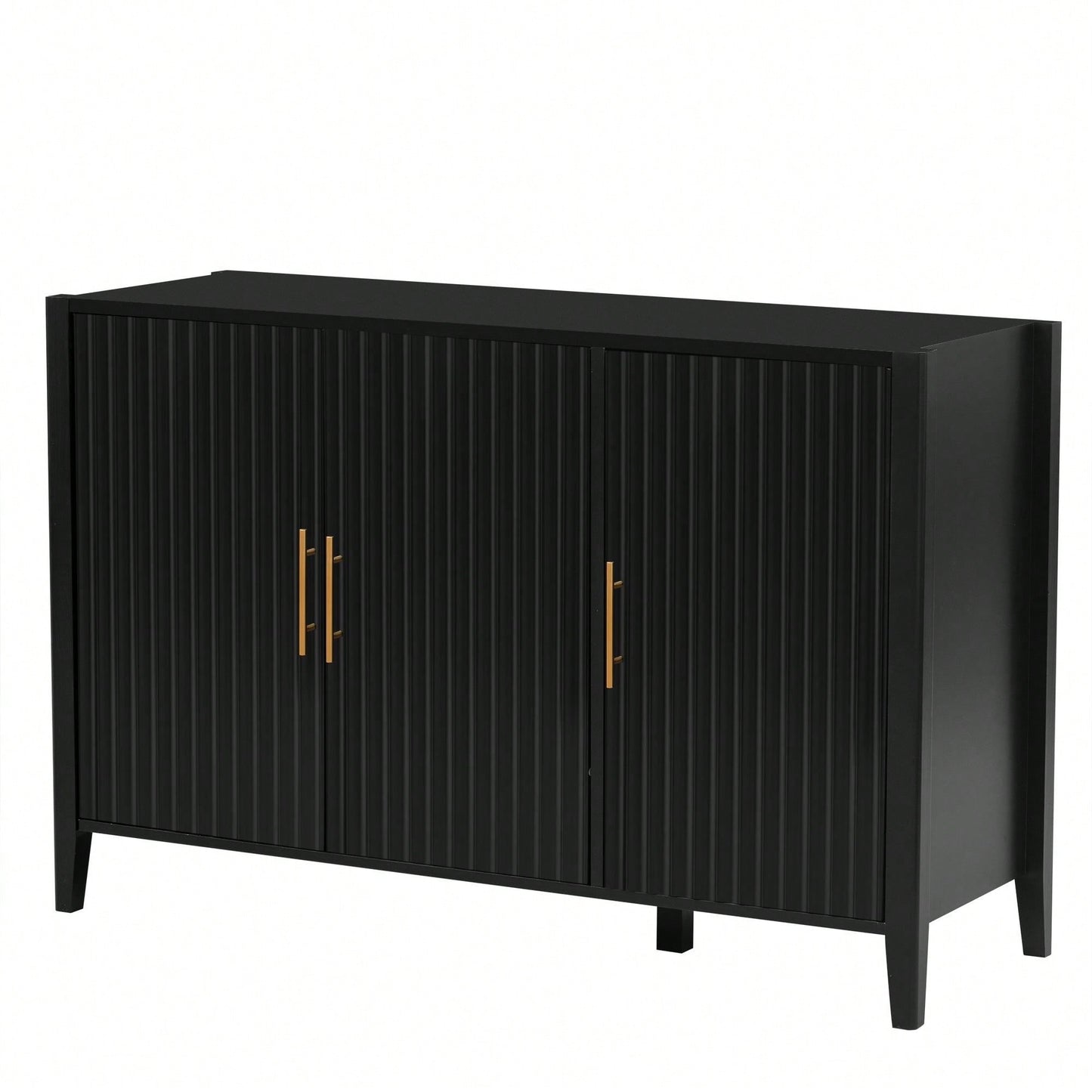 Three-Door Storage Cabinet With Metal Handles, Suitable For Corridors, Entrances, Living Rooms, And Bedrooms