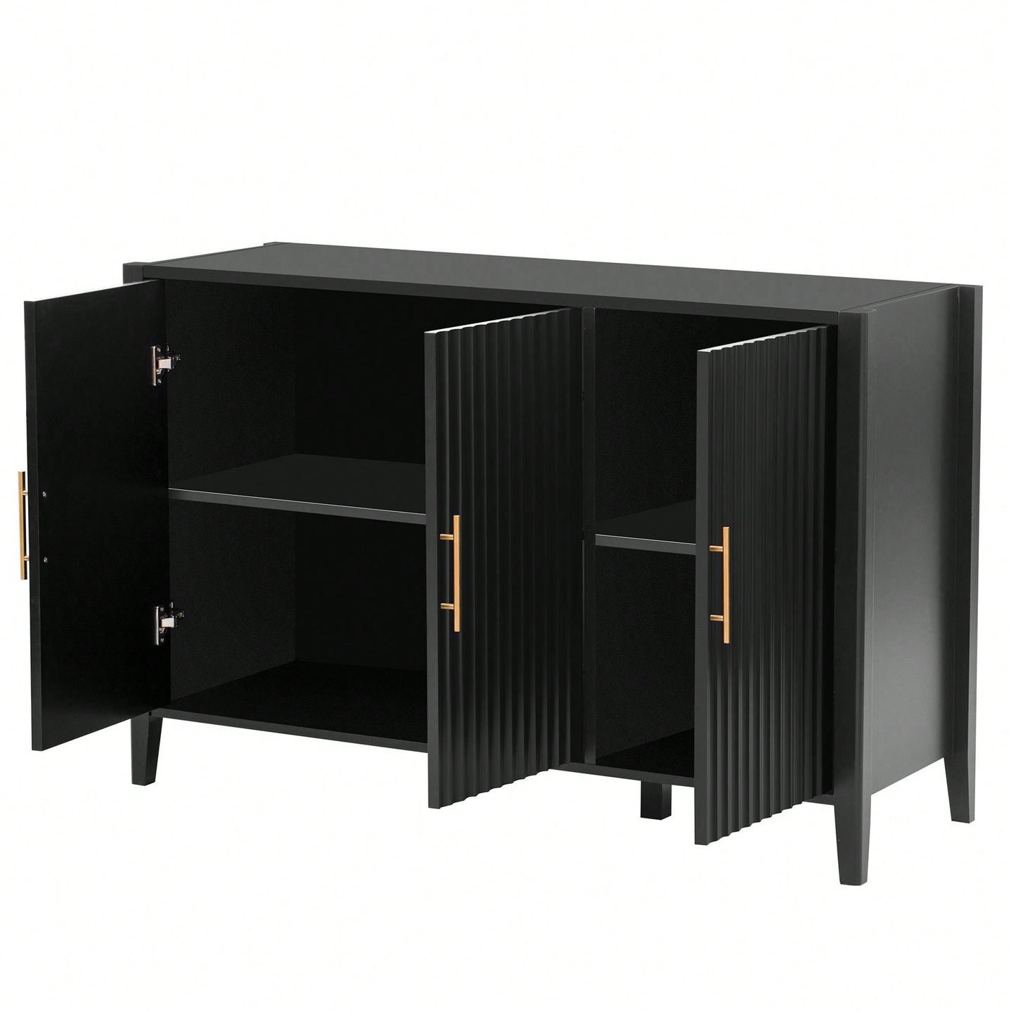 Three-Door Storage Cabinet With Metal Handles, Suitable For Corridors, Entrances, Living Rooms, And Bedrooms