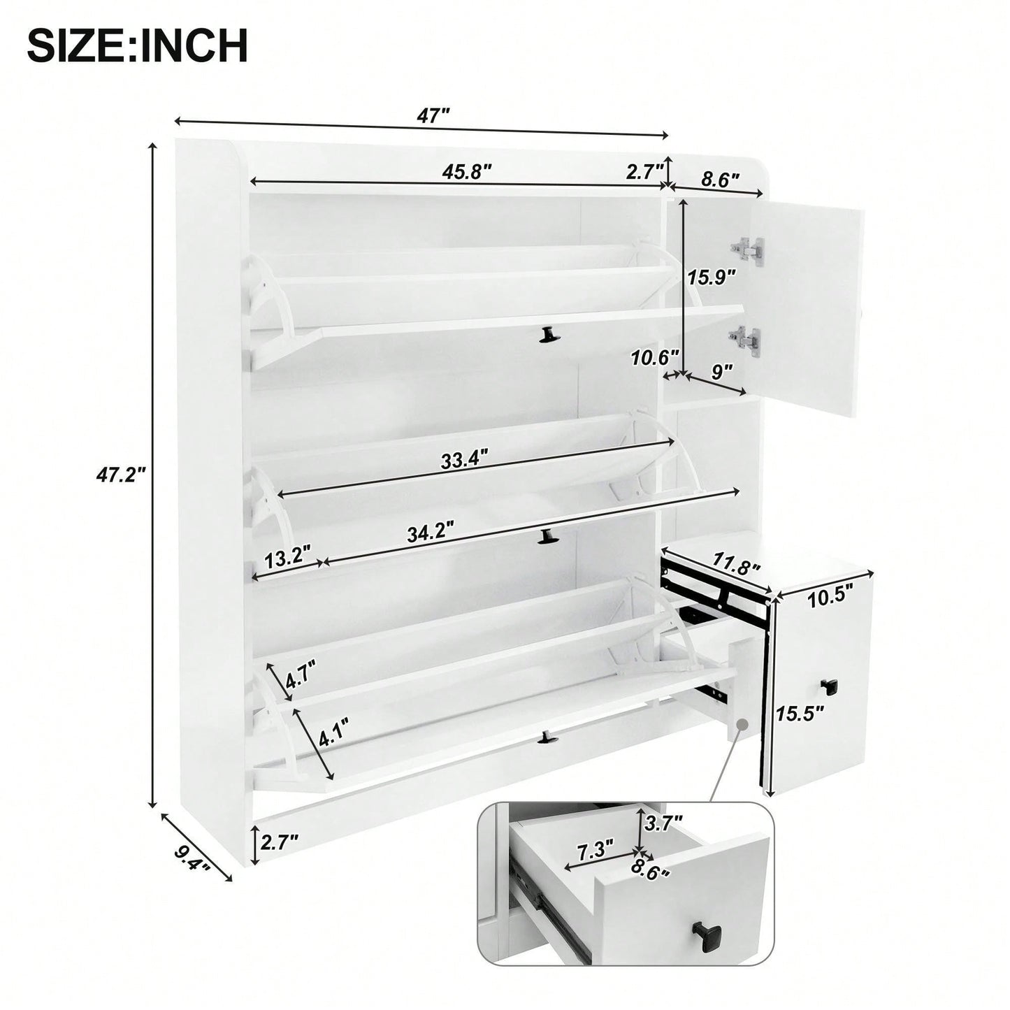 Versatile Shoe Cabinet with 3 Flip Drawers and Pull-Down Seat for Entryway Storage and Organization