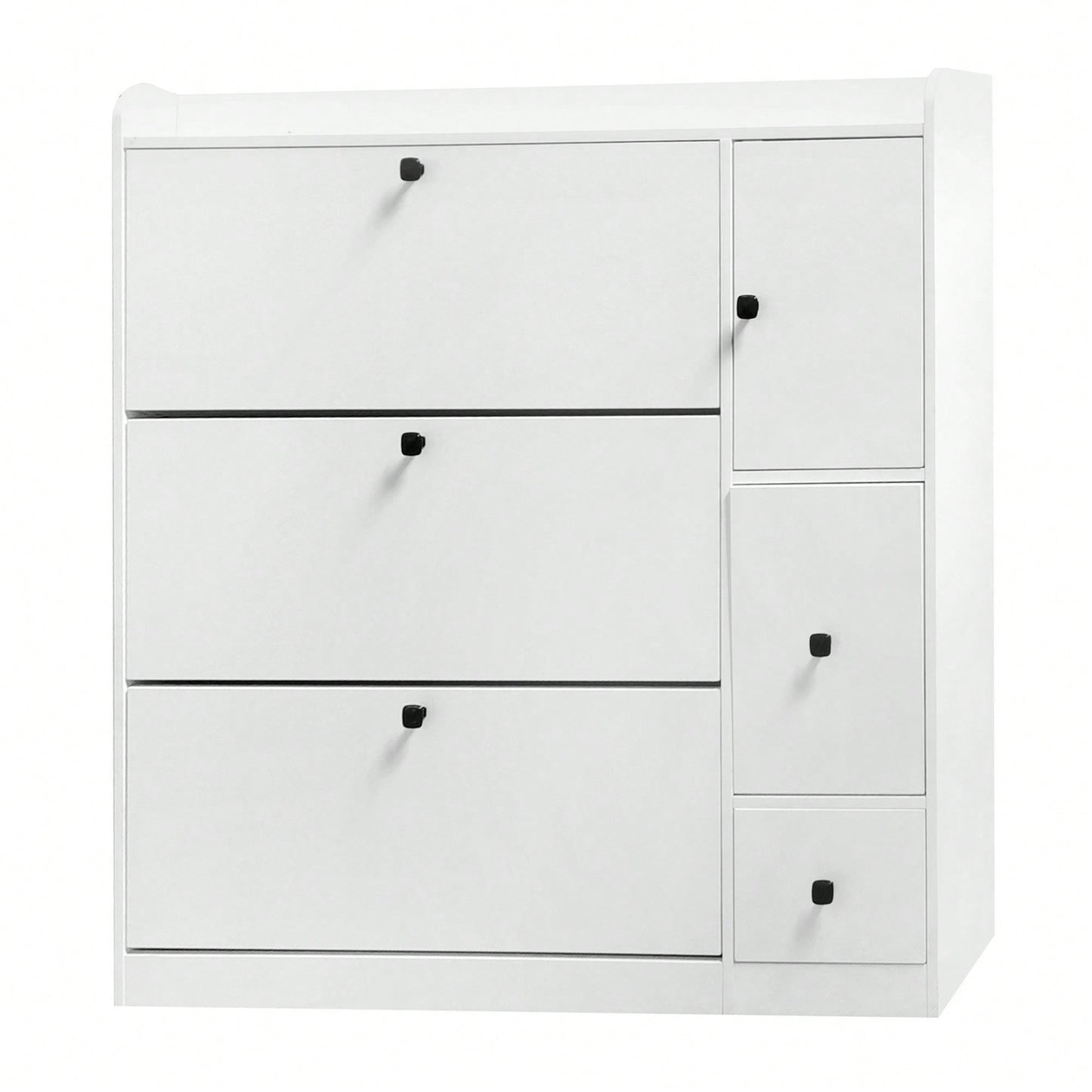 Versatile Shoe Cabinet with 3 Flip Drawers and Pull-Down Seat for Entryway Storage and Organization