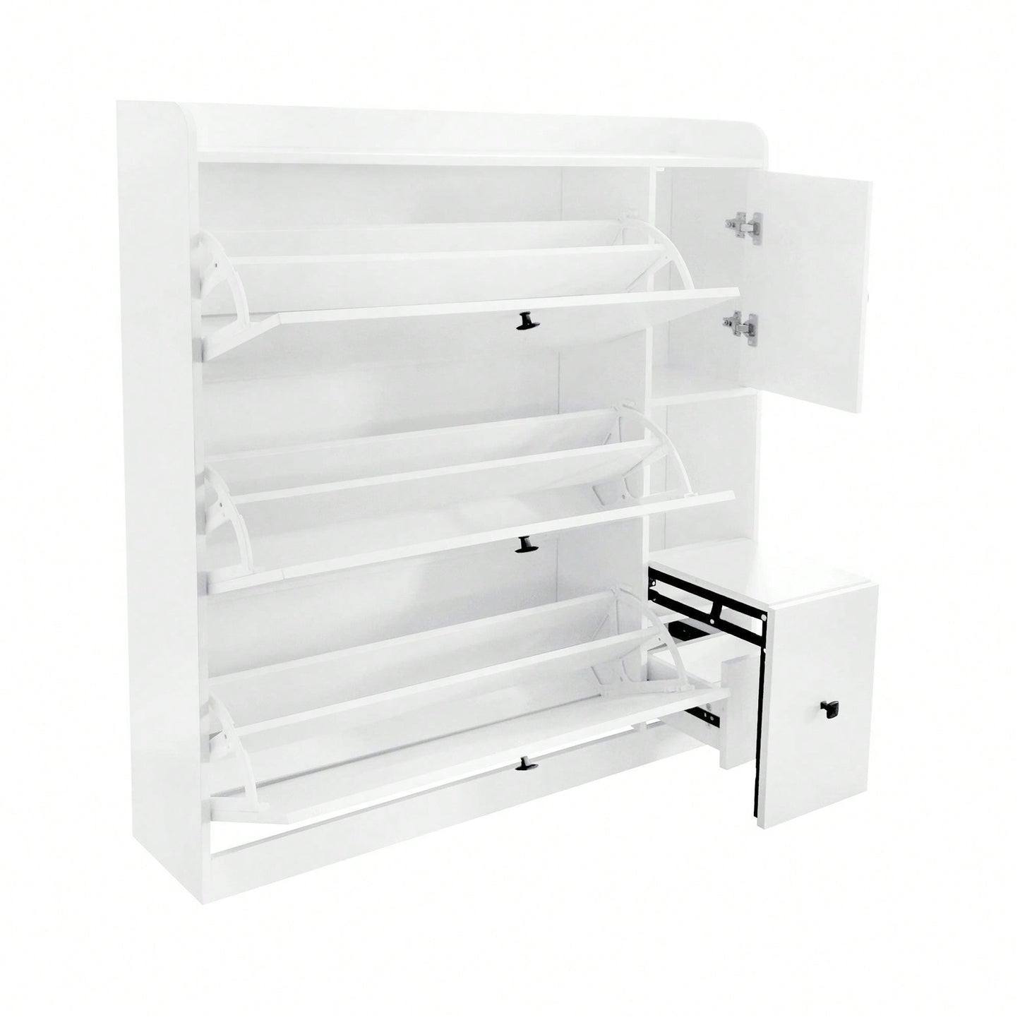 Versatile Shoe Cabinet with 3 Flip Drawers and Pull-Down Seat for Entryway Storage and Organization