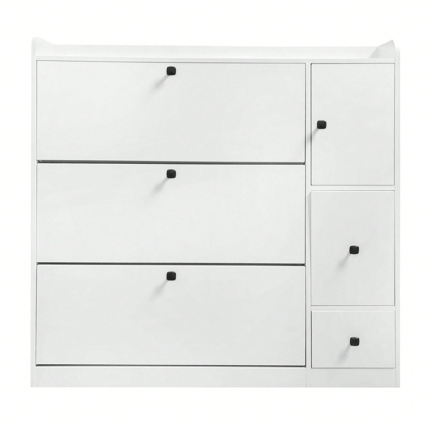 Versatile Shoe Cabinet with 3 Flip Drawers and Pull-Down Seat for Entryway Storage and Organization