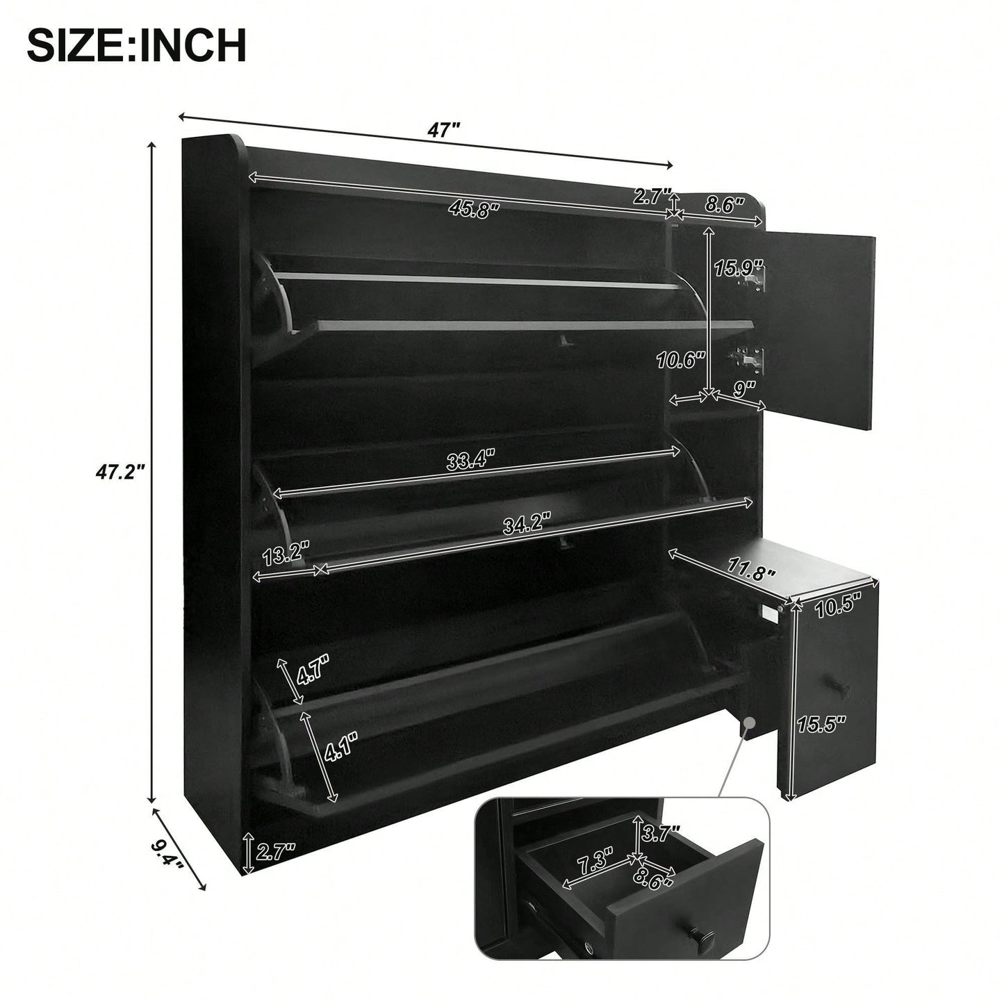 Versatile Shoe Cabinet with 3 Flip Drawers and Pull-Down Seat for Entryway Storage and Organization