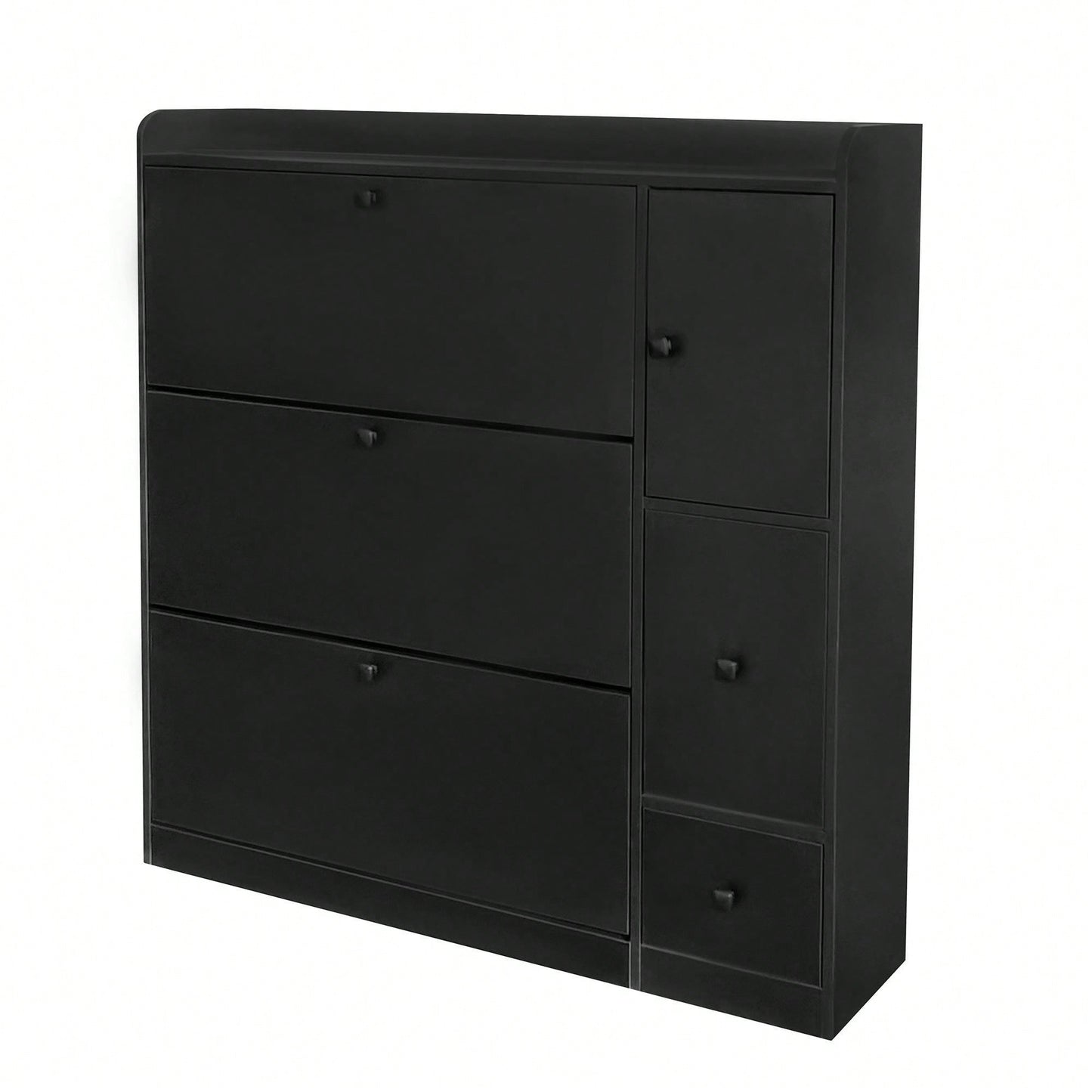 Versatile Shoe Cabinet with 3 Flip Drawers and Pull-Down Seat for Entryway Storage and Organization