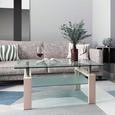 Rectangle Glass Coffee Table, Clear Coffee Table Modern Side Center Tables For Living Room Living Room Furniture