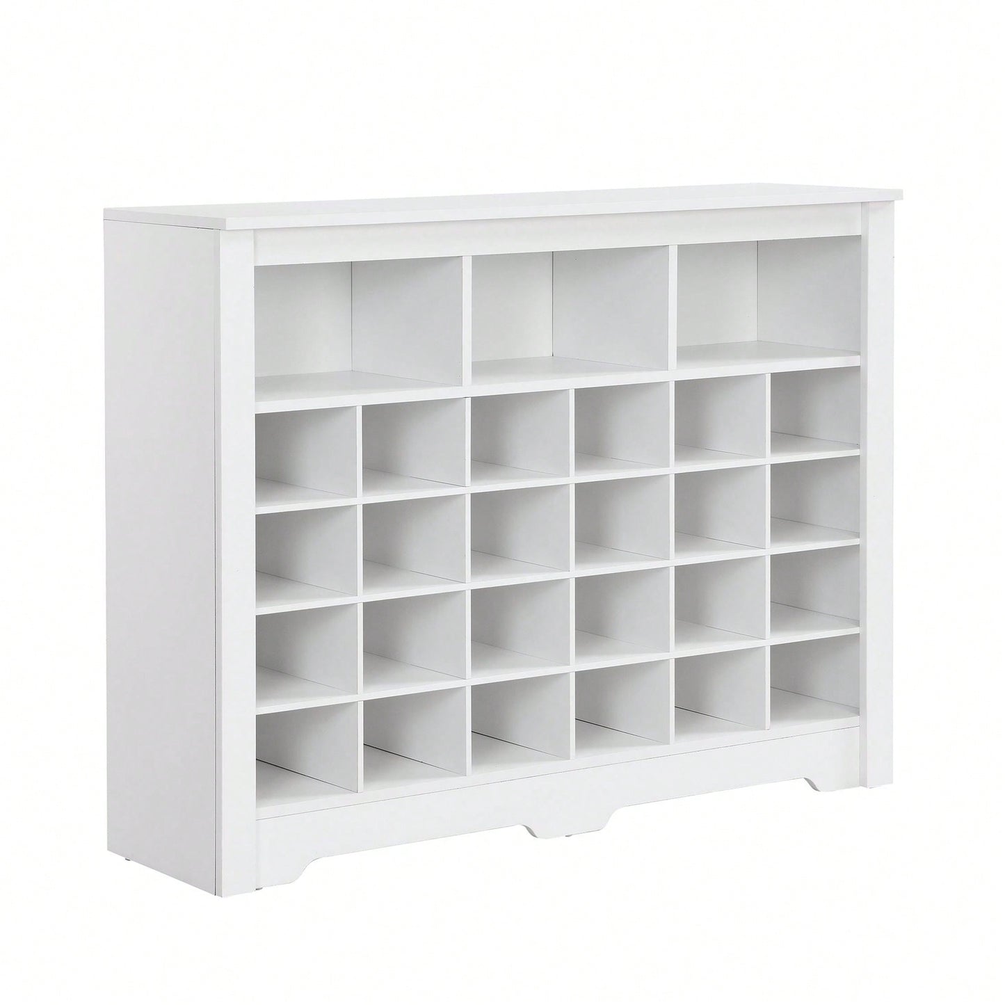 24 Shoe Cubby Console, Modern Shoe Cabinet With Curved Base, Versatile Sideboard For Hallway, Bedroom, Living Room
