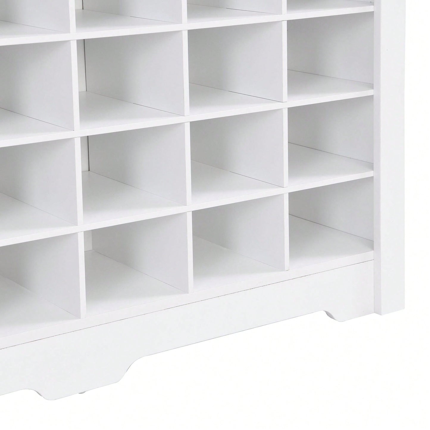 24 Shoe Cubby Console, Modern Shoe Cabinet With Curved Base, Versatile Sideboard For Hallway, Bedroom, Living Room