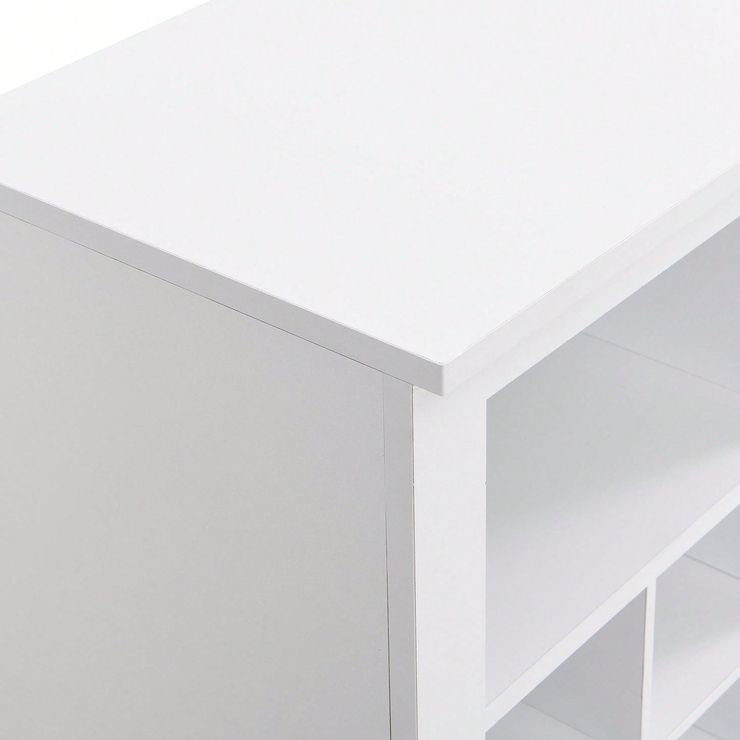 24 Shoe Cubby Console, Modern Shoe Cabinet With Curved Base, Versatile Sideboard For Hallway, Bedroom, Living Room