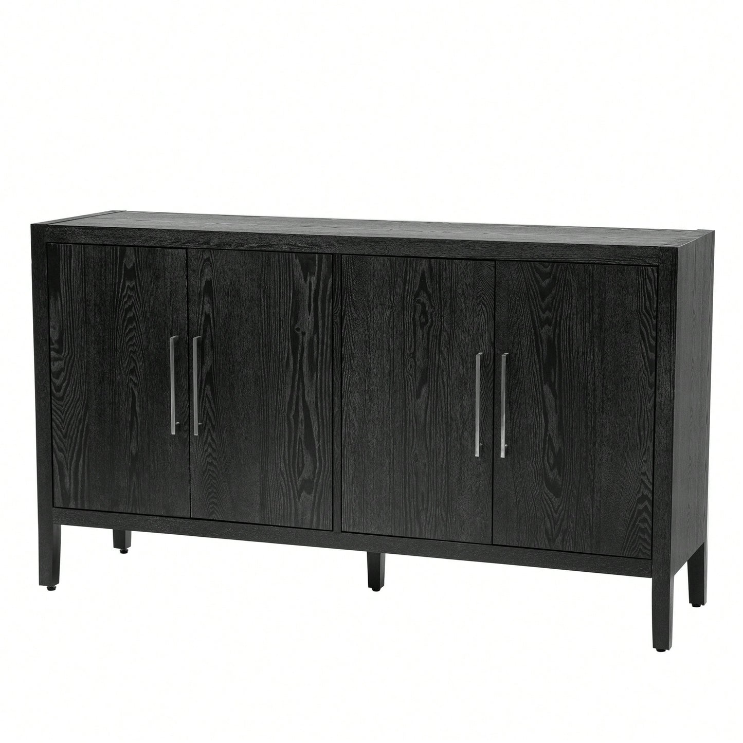 Storage Cabinet Sideboard Wooden Cabinet With 4 Metal Handles ,4 Shelves And 4 Doors For Hallway, Entryway, Living Room