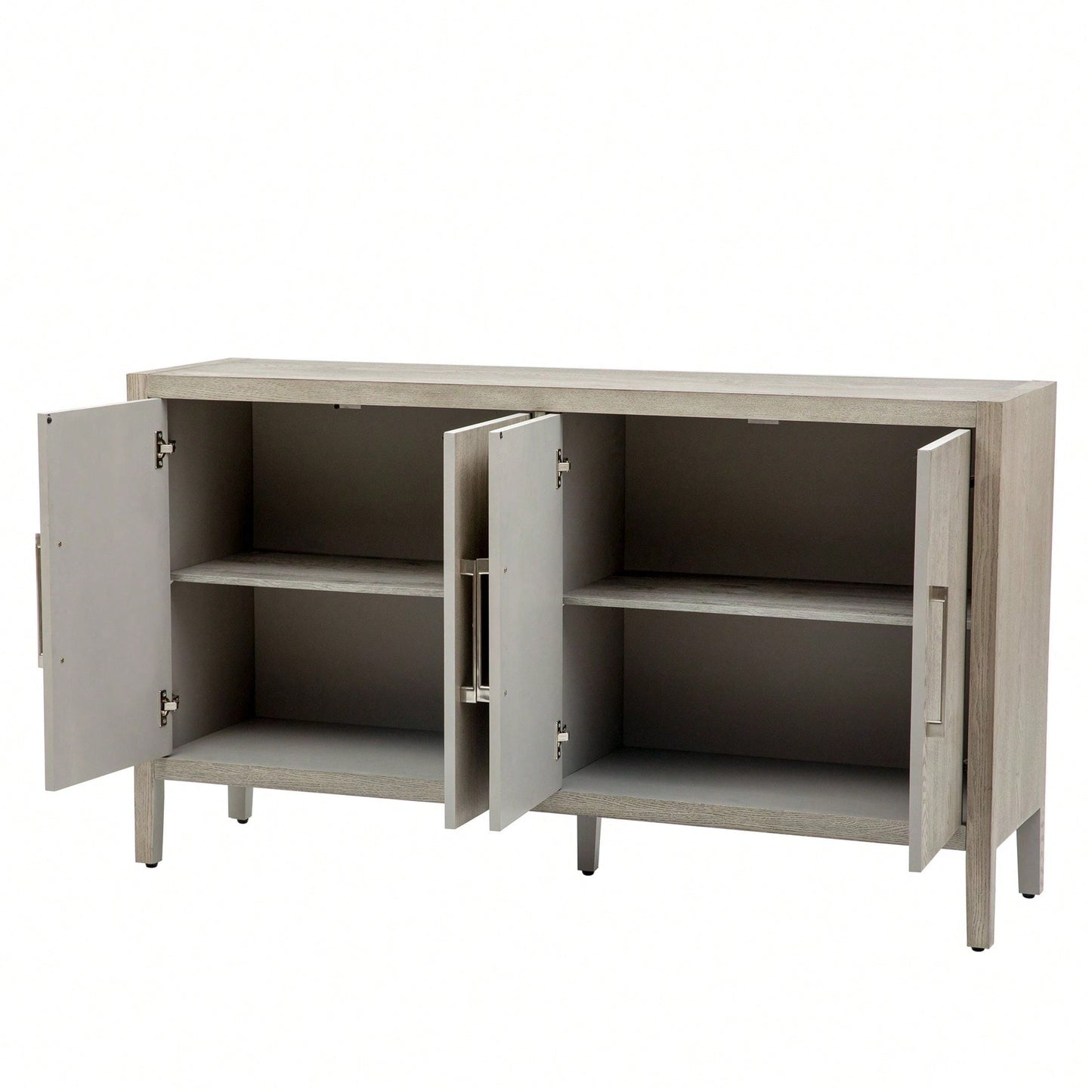 Storage Cabinet Sideboard Wooden Cabinet With 4 Metal Handles ,4 Shelves And 4 Doors For Hallway, Entryway, Living Room