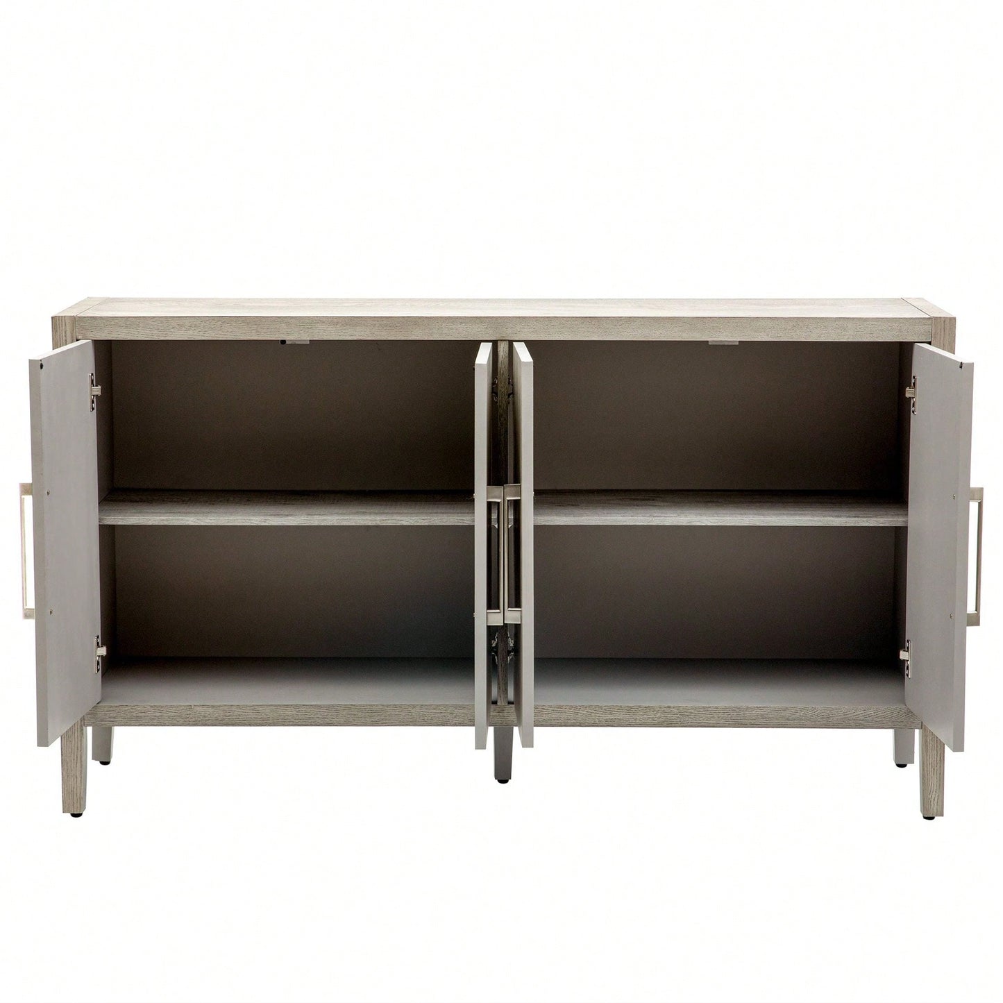 Storage Cabinet Sideboard Wooden Cabinet With 4 Metal Handles ,4 Shelves And 4 Doors For Hallway, Entryway, Living Room