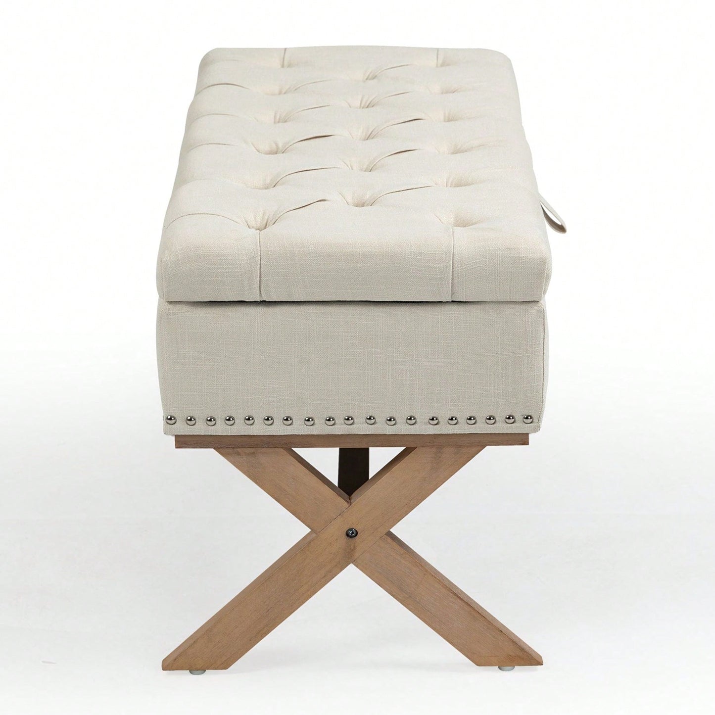 35 Inch Storage Ottoman, Button-Tufted Ottoman Linen Storage Bench, Ottoman With Storage
