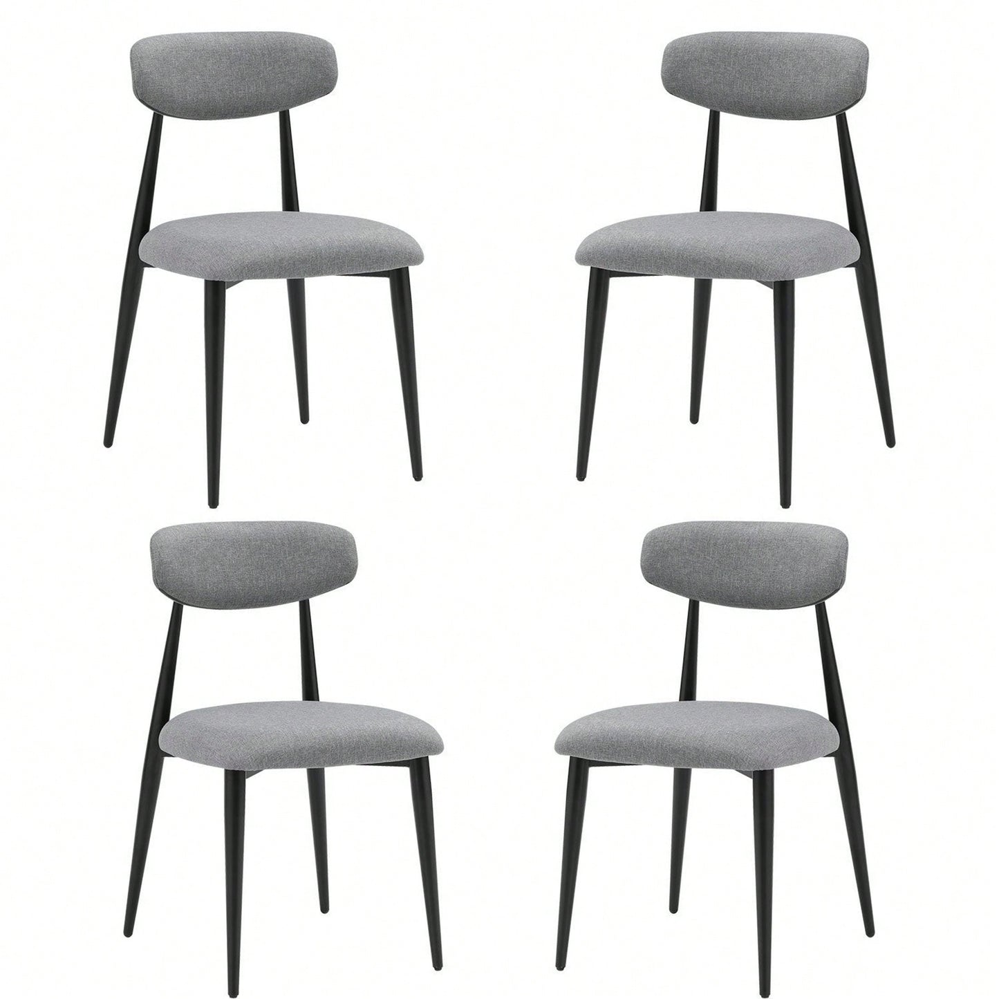 Modern Dining Chairs , Curved Backrest Round Upholstered And Metal Frame