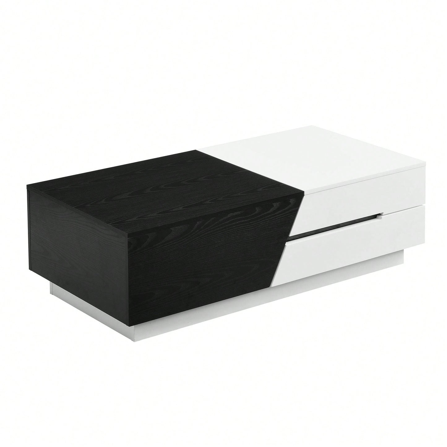 Extendable Sliding Top Coffee Table With Storage In White & Walnut