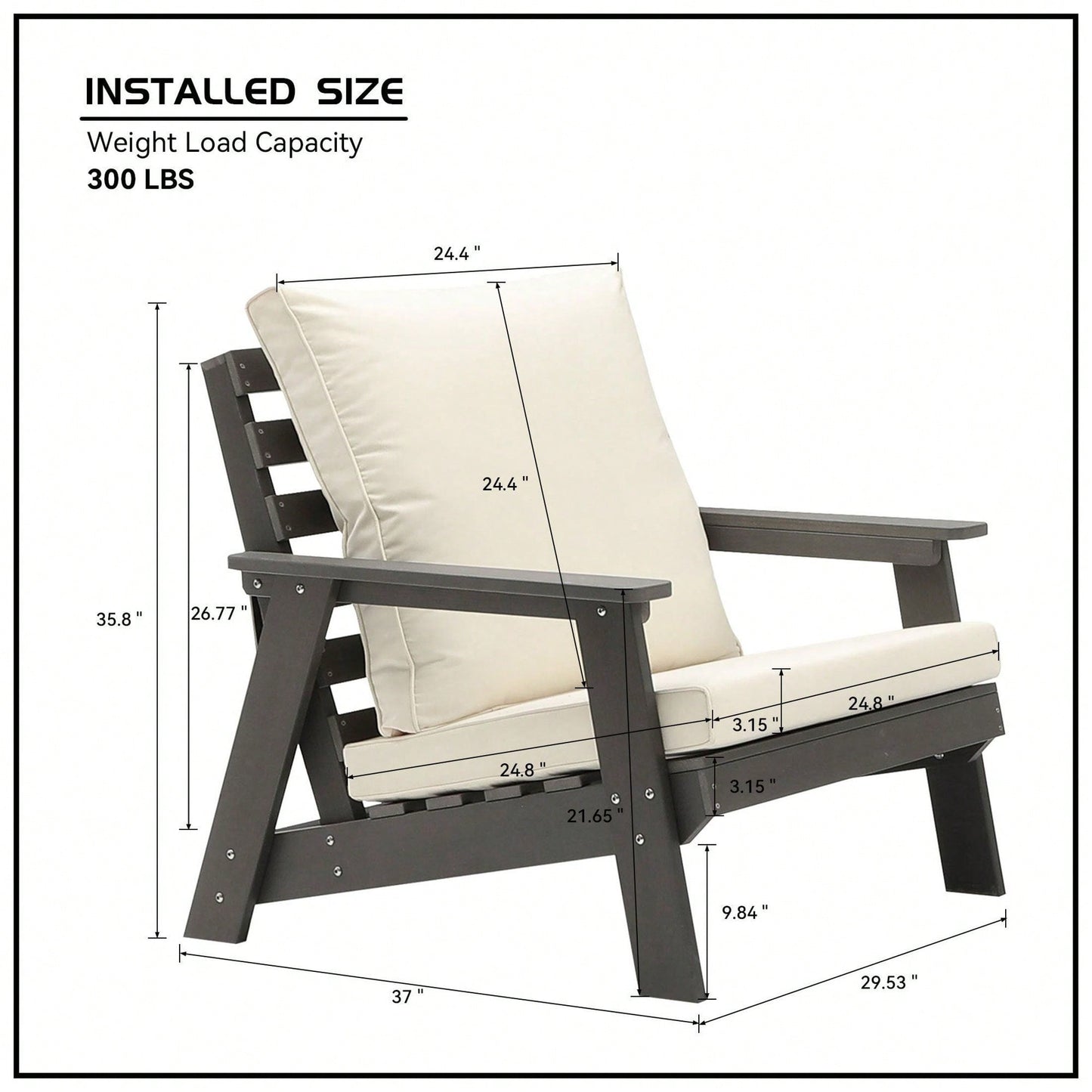All-Weather Outdoor Single Sofa With Cushion, Sofa Set For Porch, Poolside, Terrace, And Yard Armchair