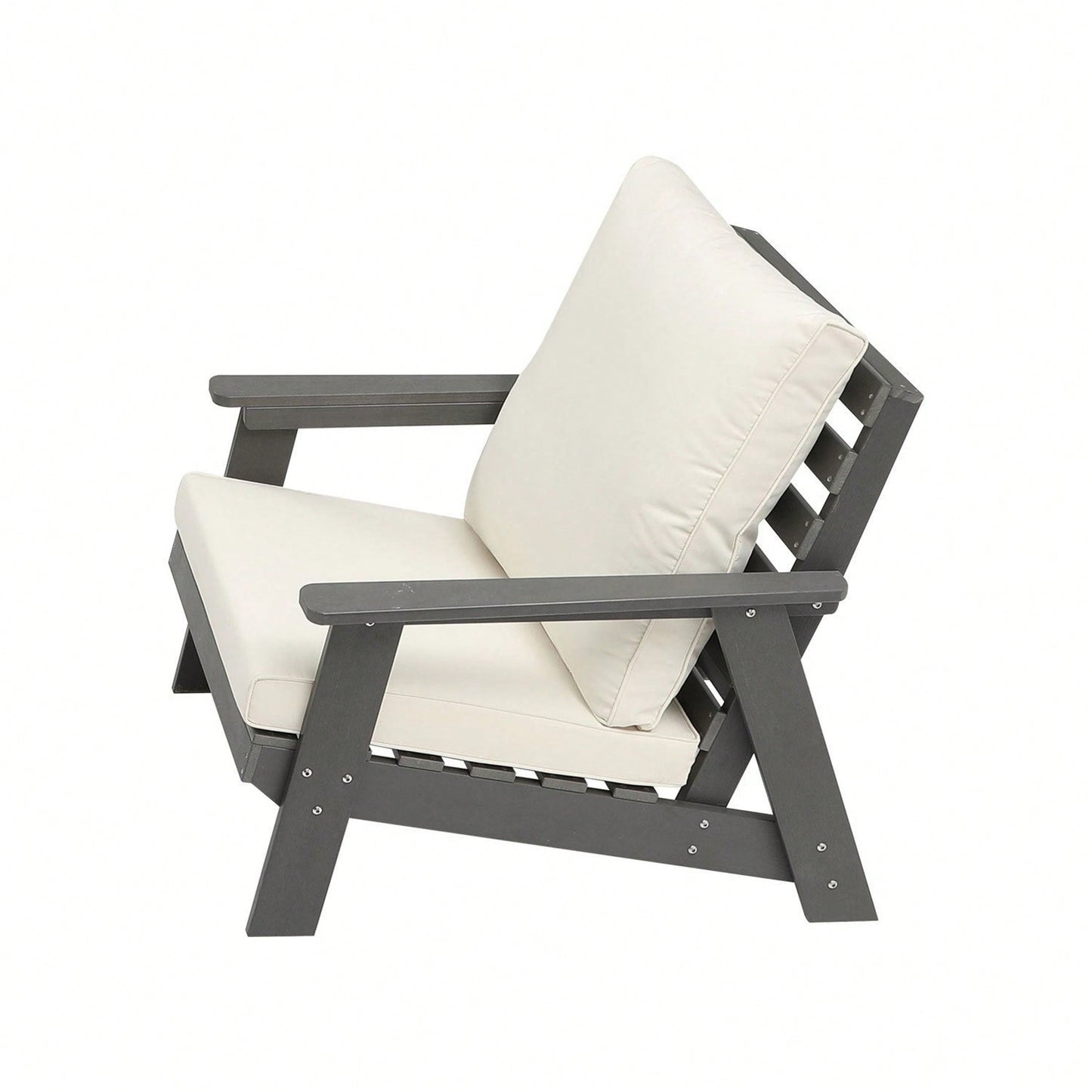 All-Weather Outdoor Single Sofa With Cushion, Sofa Set For Porch, Poolside, Terrace, And Yard Armchair