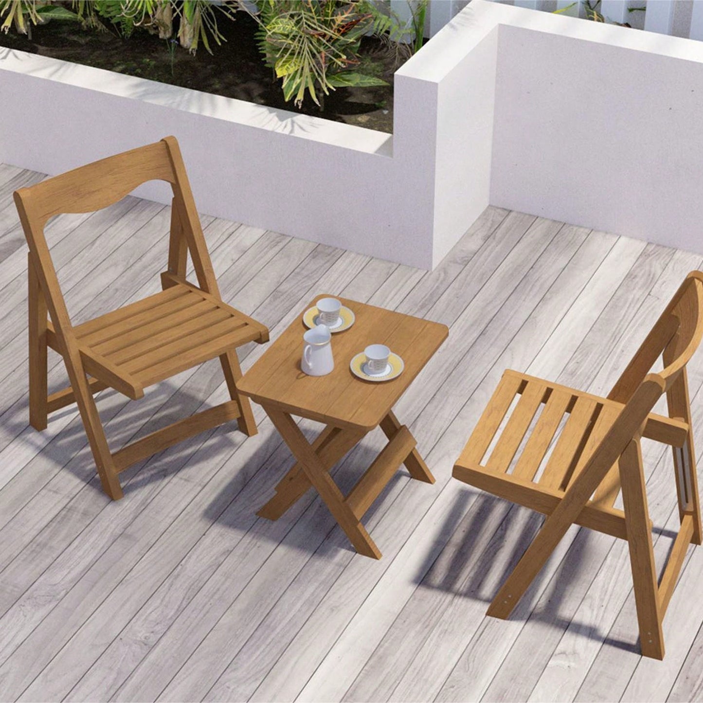 Foldable Small Table And Chair Set With 2 Chairs And Rectangular Table