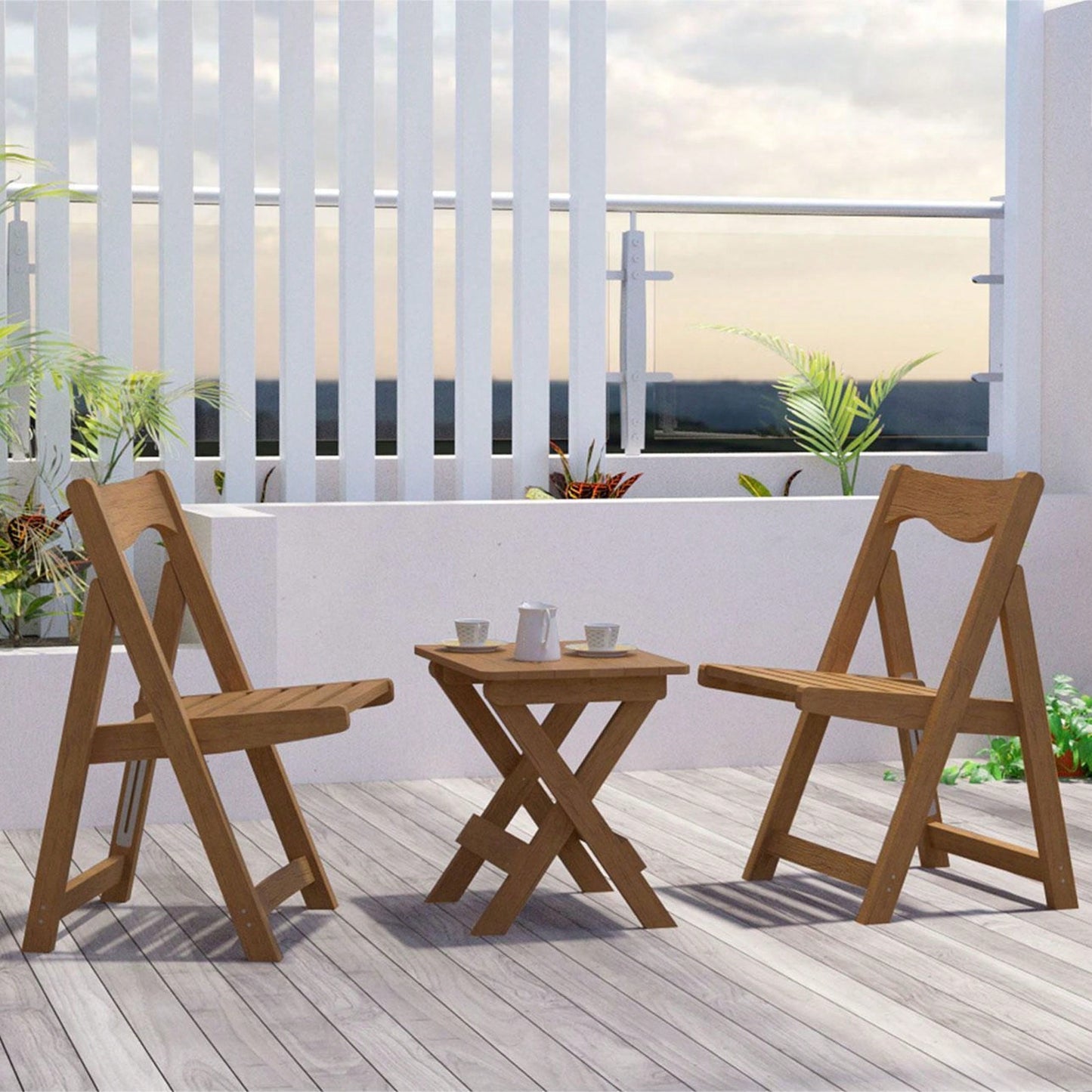 Foldable Small Table And Chair Set With 2 Chairs And Rectangular Table