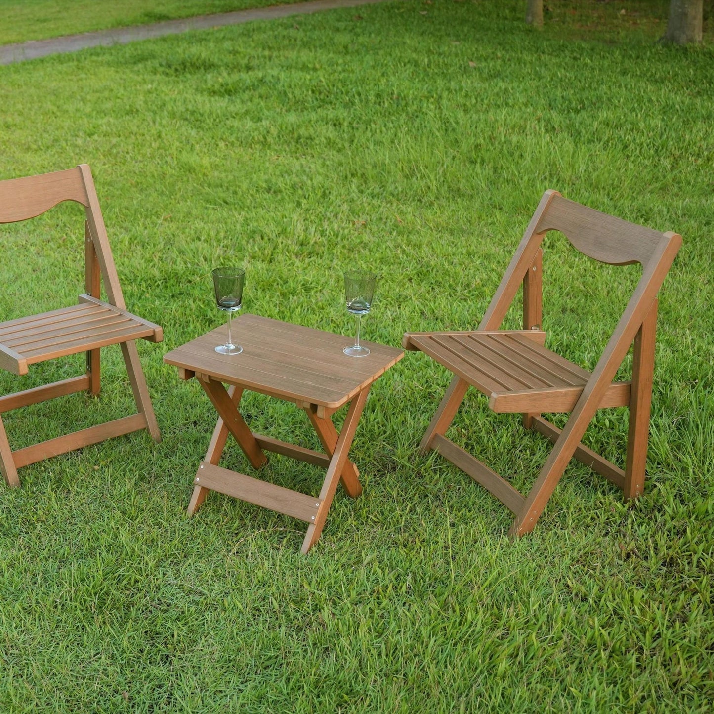 Foldable Small Table And Chair Set With 2 Chairs And Rectangular Table