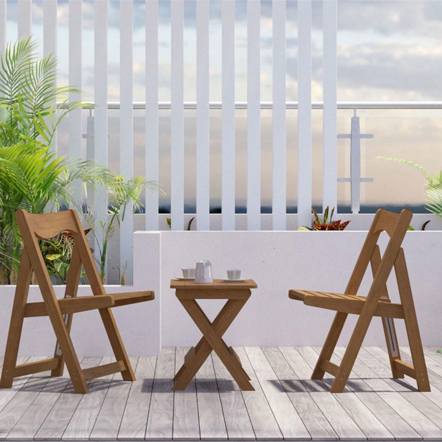 Foldable Small Table And Chair Set With 2 Chairs And Rectangular Table
