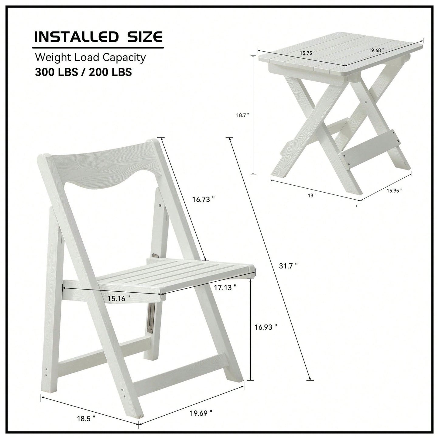 Foldable Small Table And Chair Set With 2 Chairs And Rectangular Table