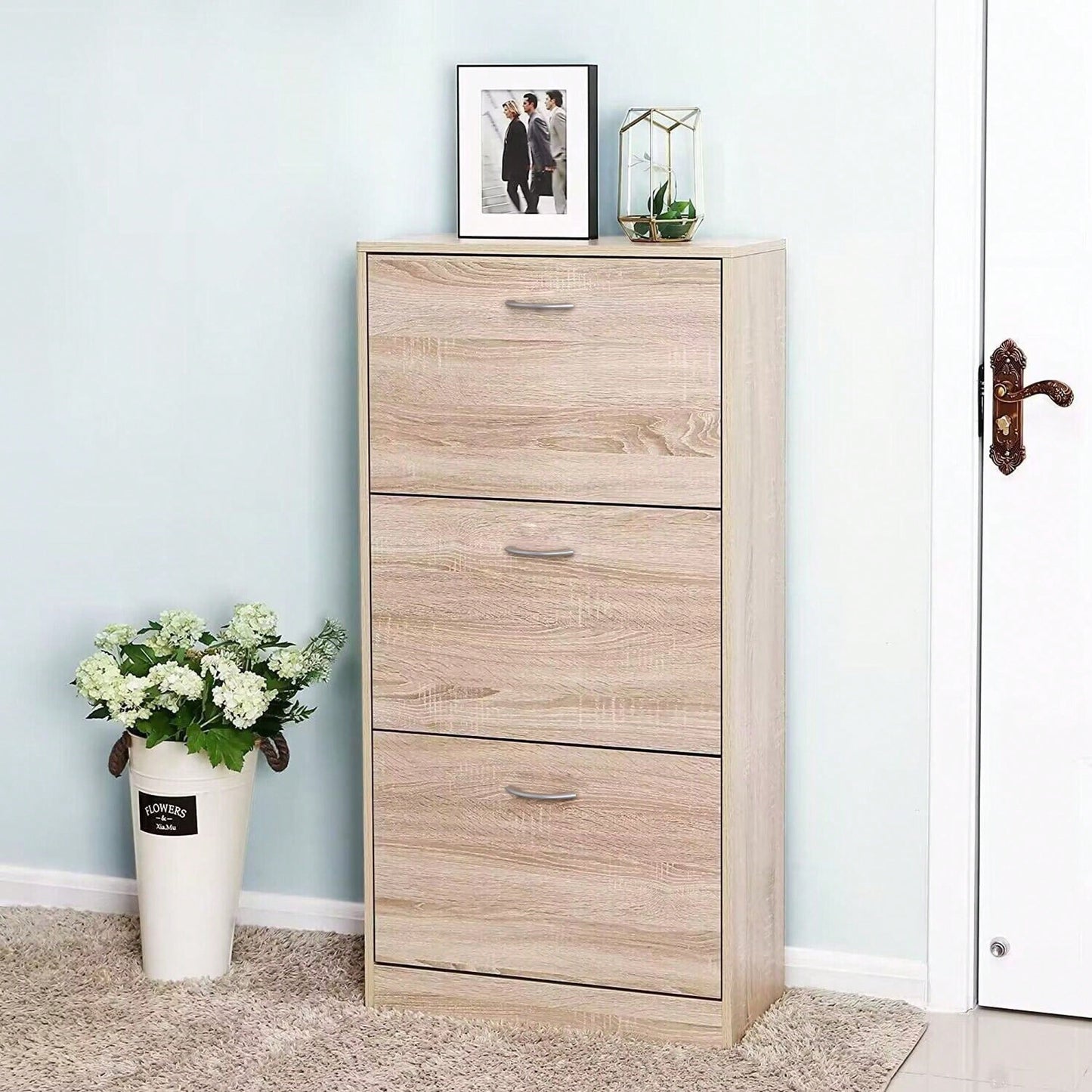 3-Tier Wood Shoe Rack Storage Organizer For Entryway