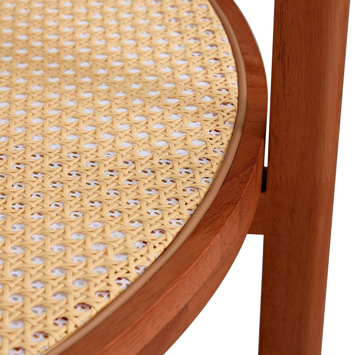 Circular Double-Layer Solid Wood Coffee Table, Craft Glass Tabletop, Second Layer Material: PE Rattan, Solid Wood Frame