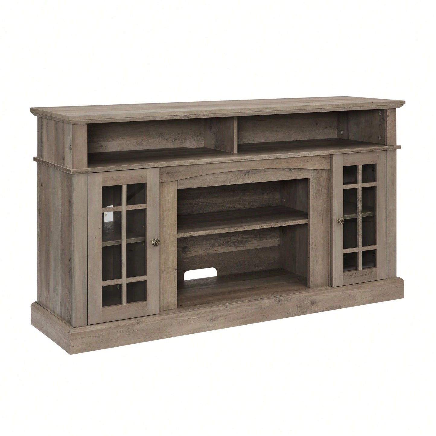 Modern Entertainment Console For TV Up To 65" With Open And Closed Storage Space, Grey Wash, 58.25"W*15.75"D*32"H