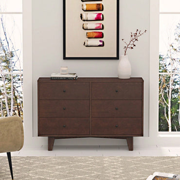 Solid Wood Spray-Painted Retro Drawer Dresser Buffet Table with Round Handle for Dining Room and Kitchen