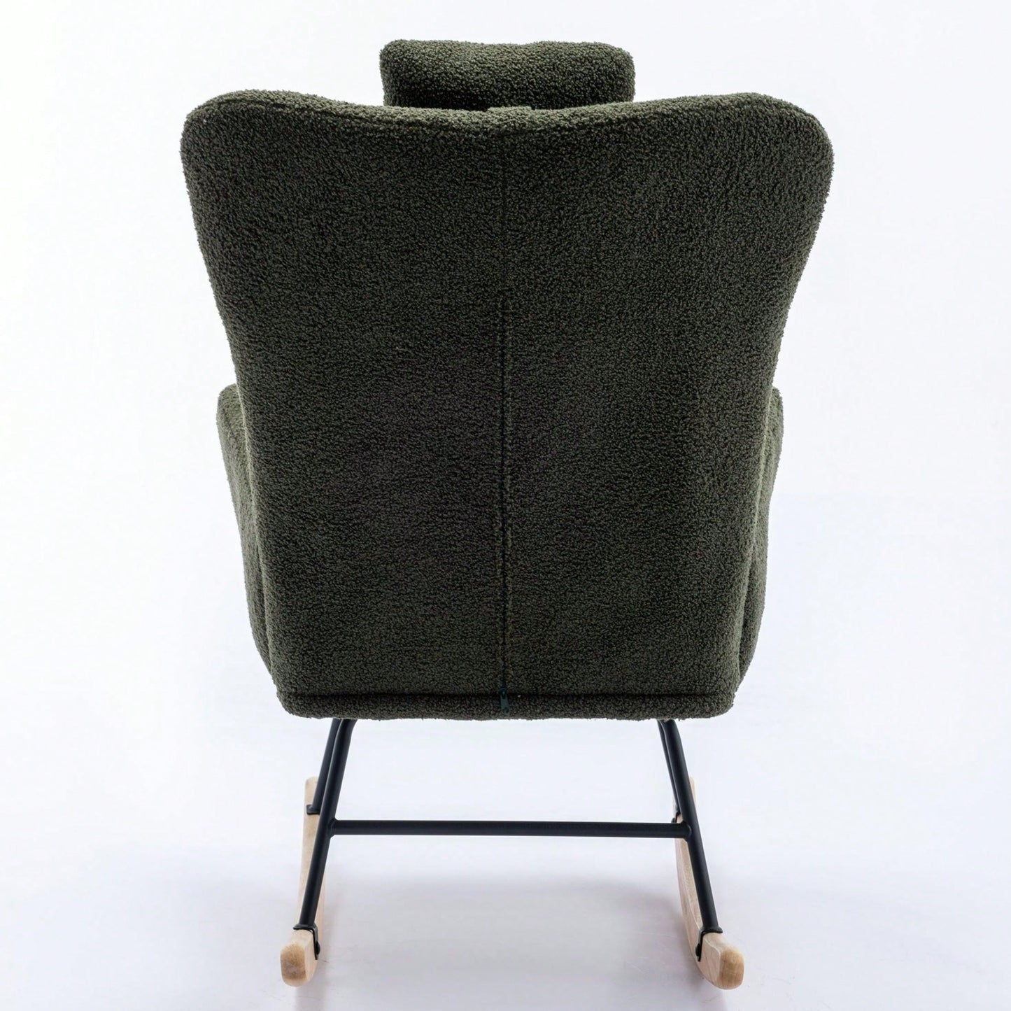 Soft Teddy Velvet Rocking Chair 35.5 Inch Wingback Glider for Nursery Living Room Bedroom Safe Solid Wood Base