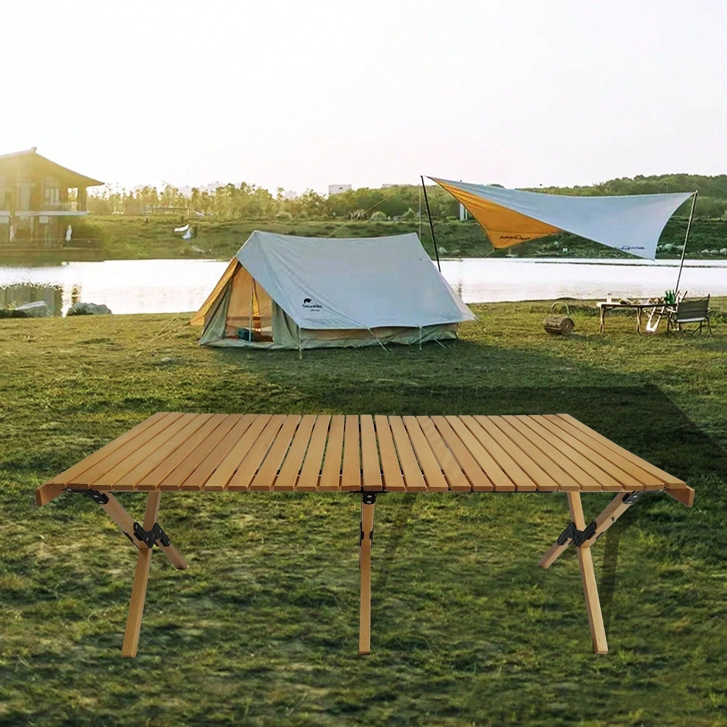 Multi-Function Wooden Foldable Portable Patio Dining Table, Indoor And Outdoor Universal