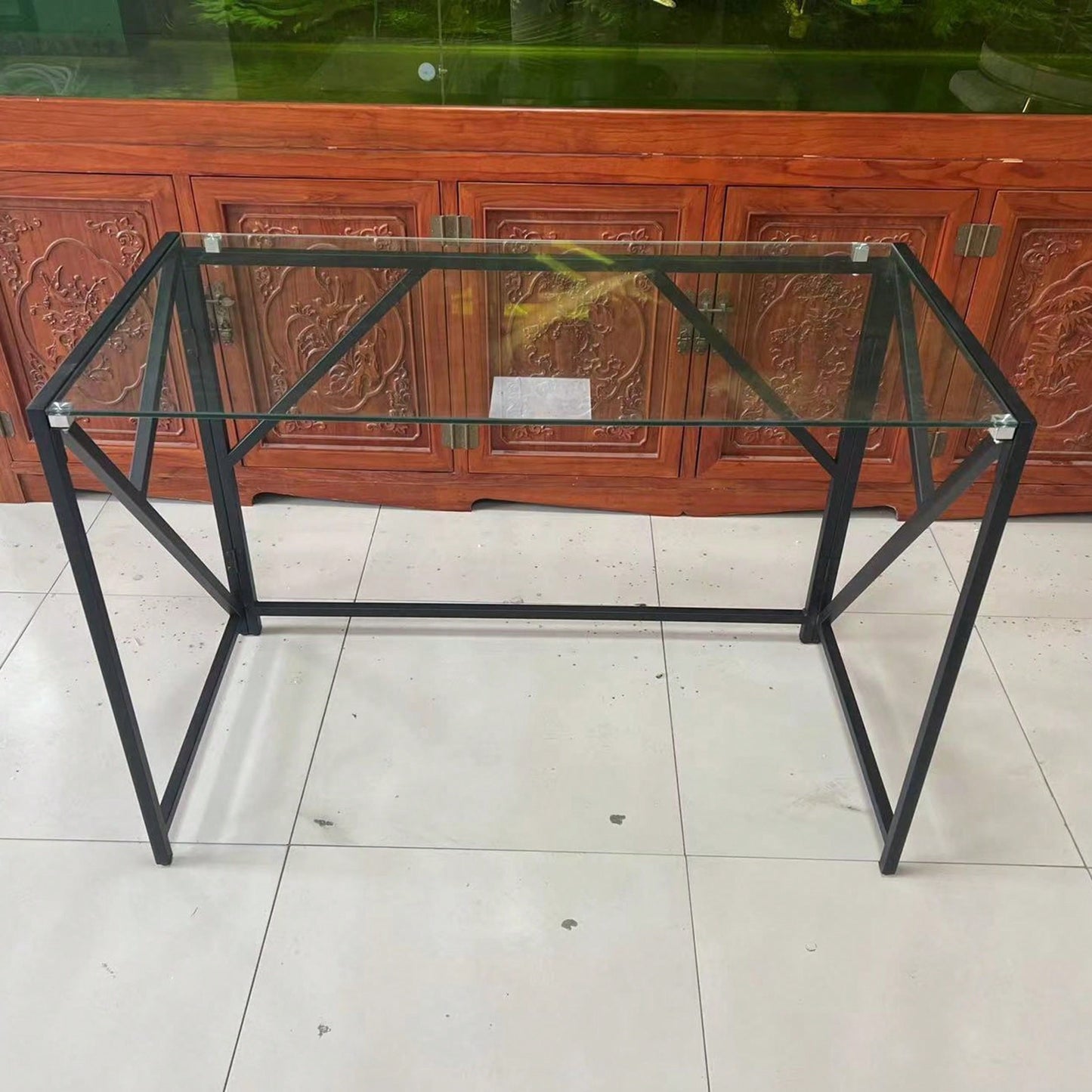 Glass Computer Desk, Laptop Desk Transparent Glass Laptop Table, Small Study Desk