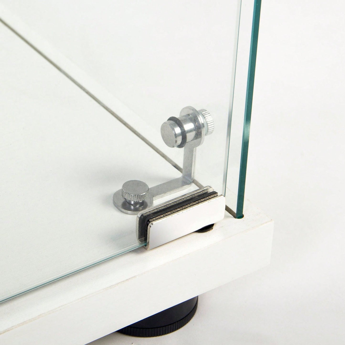 One Door Glass Cabinet Glass Display Cabinet With 3 Shelves, White