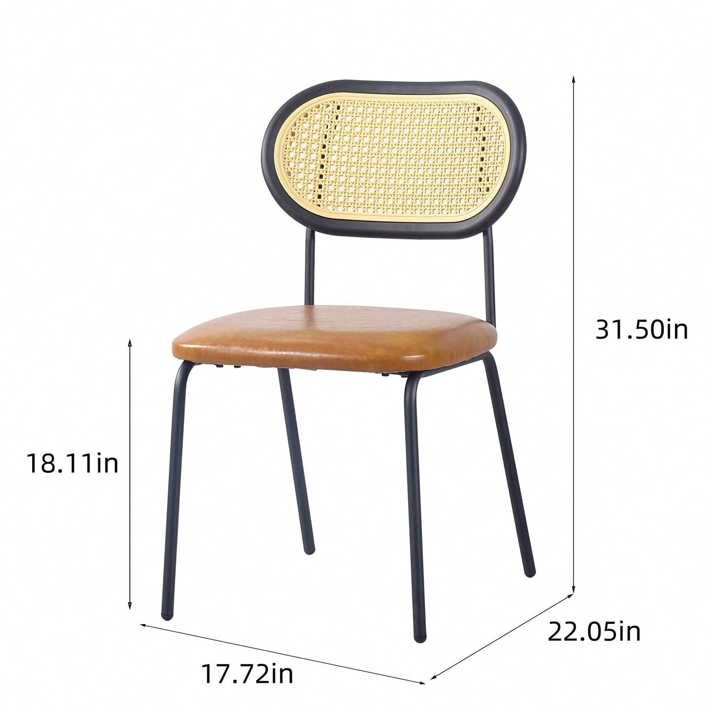 Modern Simple Style Dining Chair PU Leather Black Metal Pipe PP Back Dining Room Furniture Chair Set Of 2