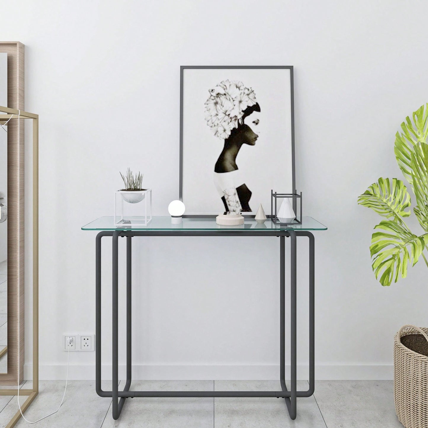 Single Layer Tempered Glass Rectangular Porch Table  Leg Double Tempered Glass Tea Table