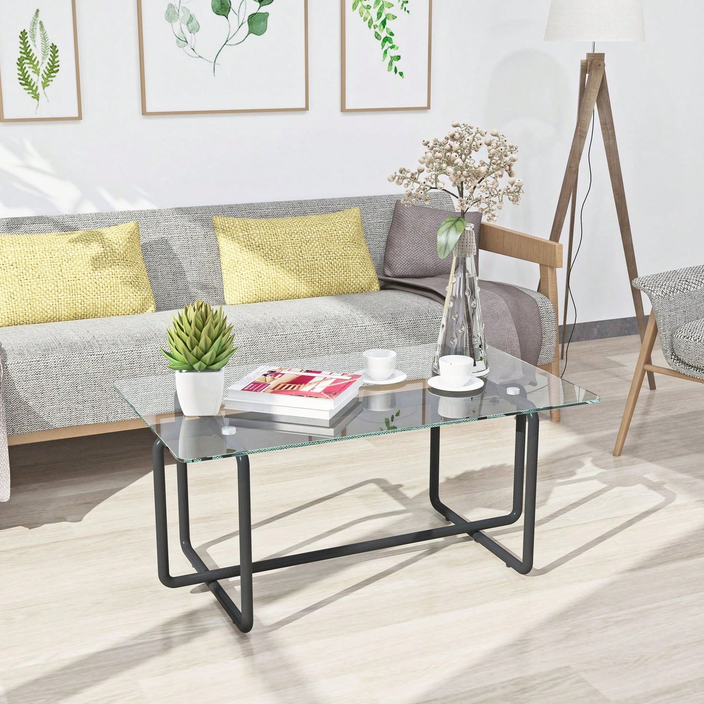 Modern Tempered Glass Tea Table Coffee Table, Table For Living Room