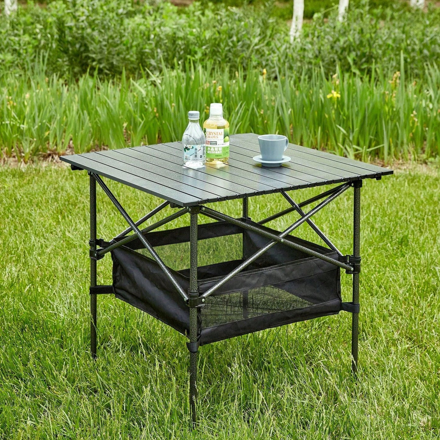 Lightweight Aluminum Roll-Up Folding Table with Carrying Bag for Camping Picnics BBQs and Outdoor Activities
