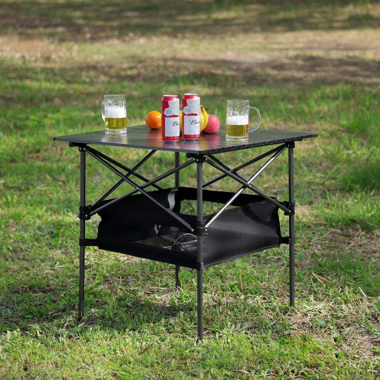 Lightweight Aluminum Roll-Up Folding Table with Carrying Bag for Camping Picnics BBQs and Outdoor Activities