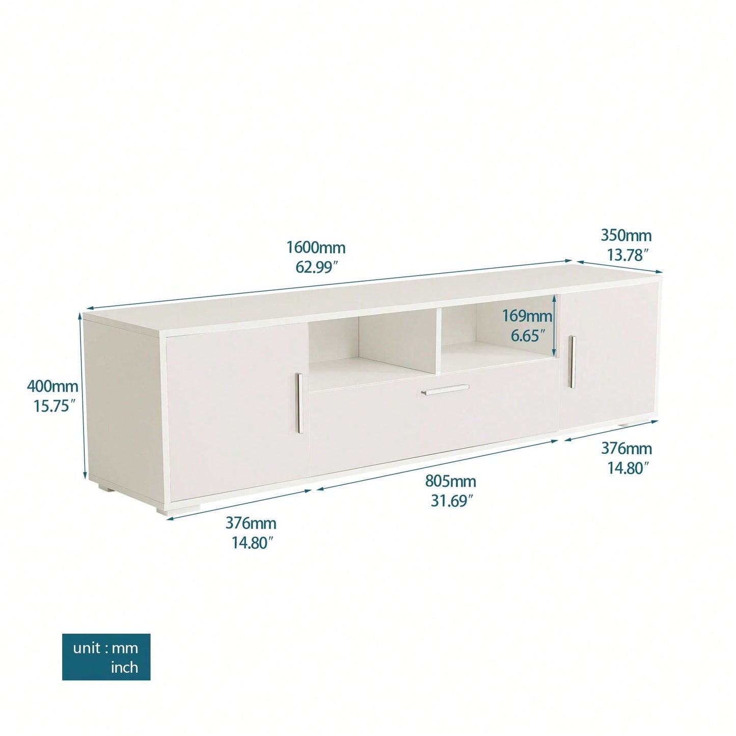 Modern LED TV Stand with Remote Control Light Belt Stylish Entertainment Center for Living Room and Bedroom White