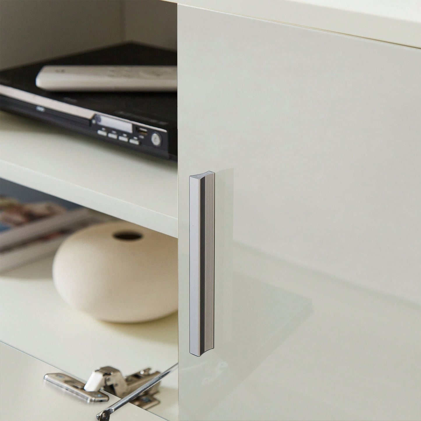 Modern LED TV Stand with Remote Control Light Belt Stylish Entertainment Center for Living Room and Bedroom White