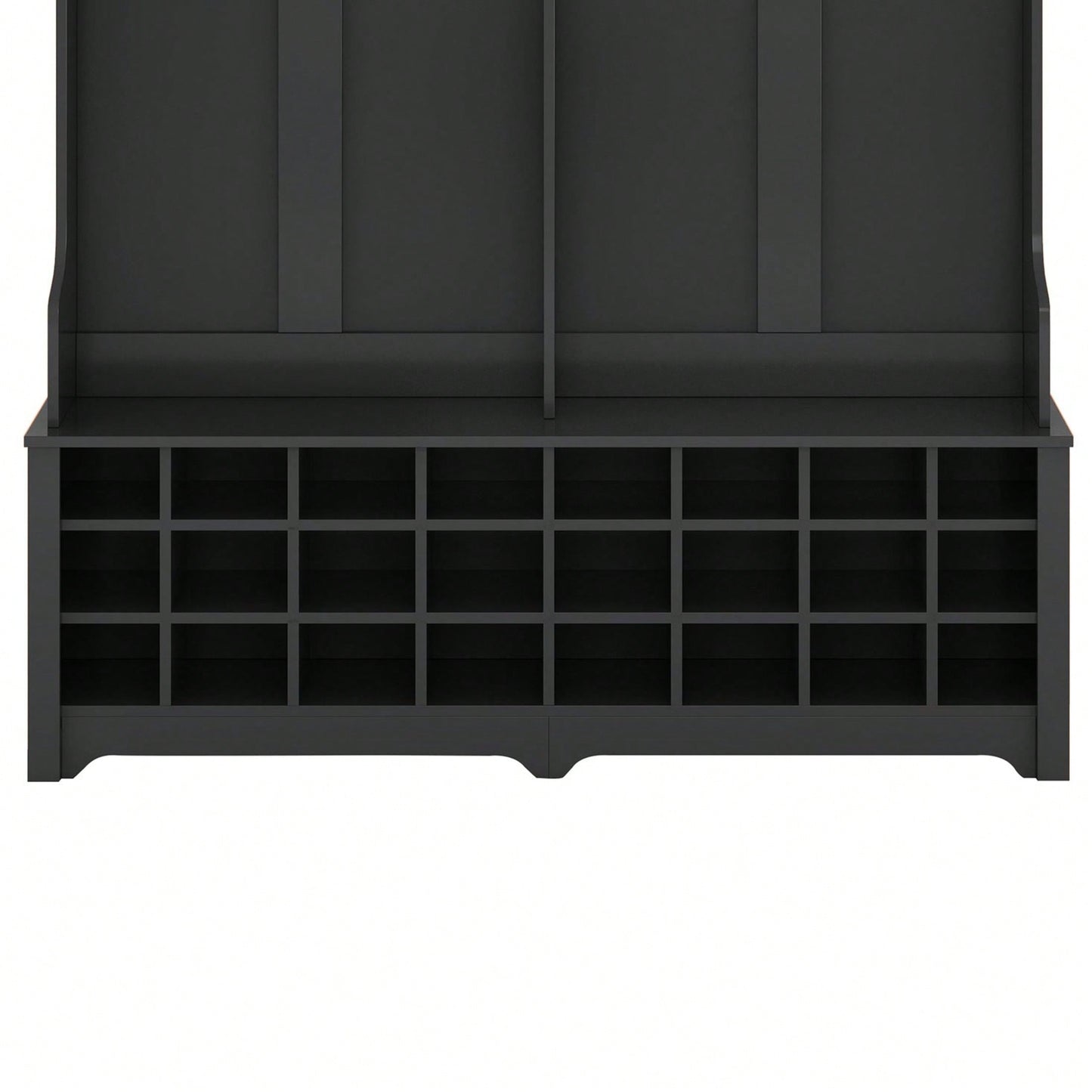 Modern Multifunctional Hallway Coat Rack and Entryway Bench with 24 Shoe Cubbies and Ample Storage Space