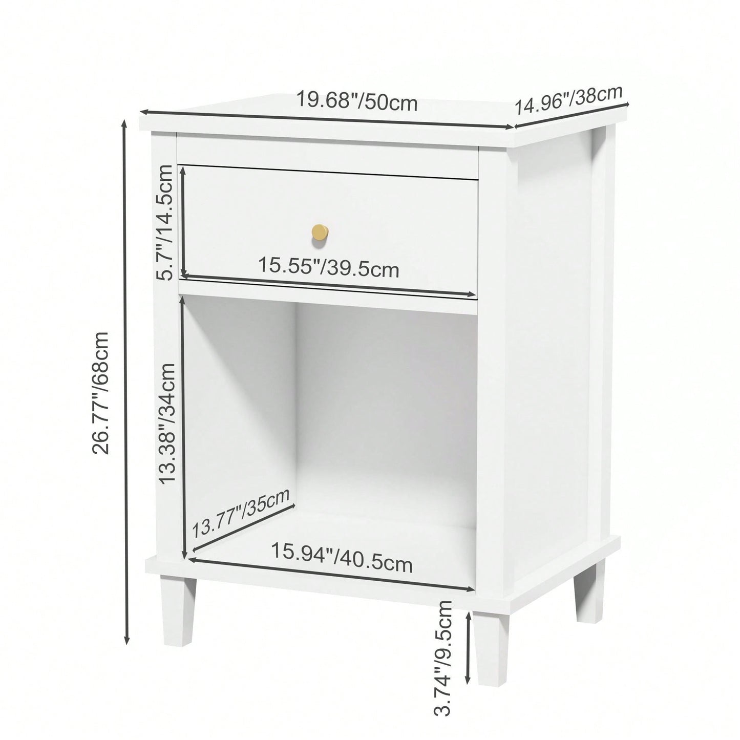 Wooden Nightstand With One Drawer One Shelf For Kids, Adults