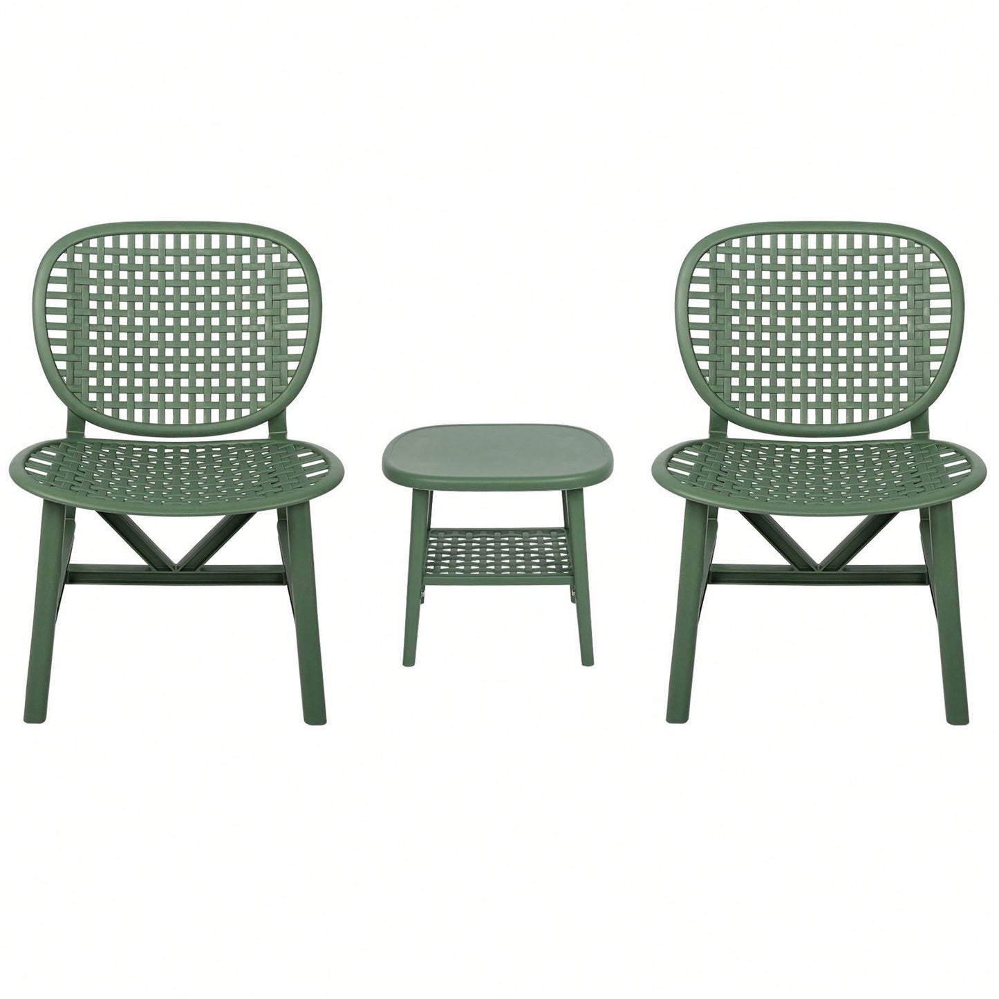 Hollow Design Outdoor Bistro Set with Lounge Chairs and Coffee Table for Garden Balcony All Weather Use